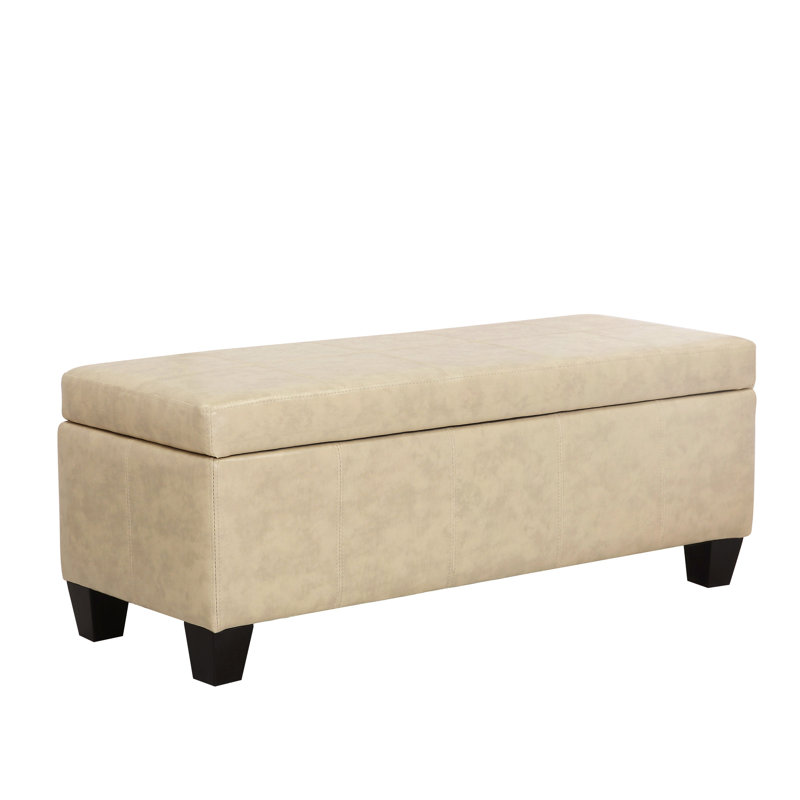 Carnet Faux Leather Upholstered Storage Bench, Sand