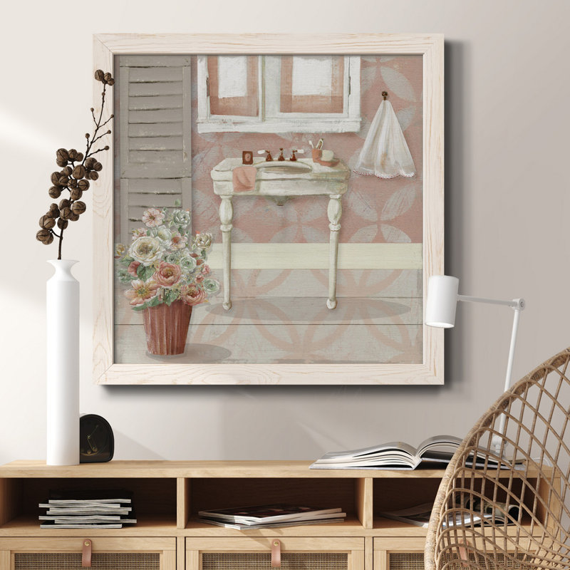 «Blush Springtime Wreath II», reproduction carrée sur toile, H 20 po x l 20 po x P 1,5 po, Cadre blanc