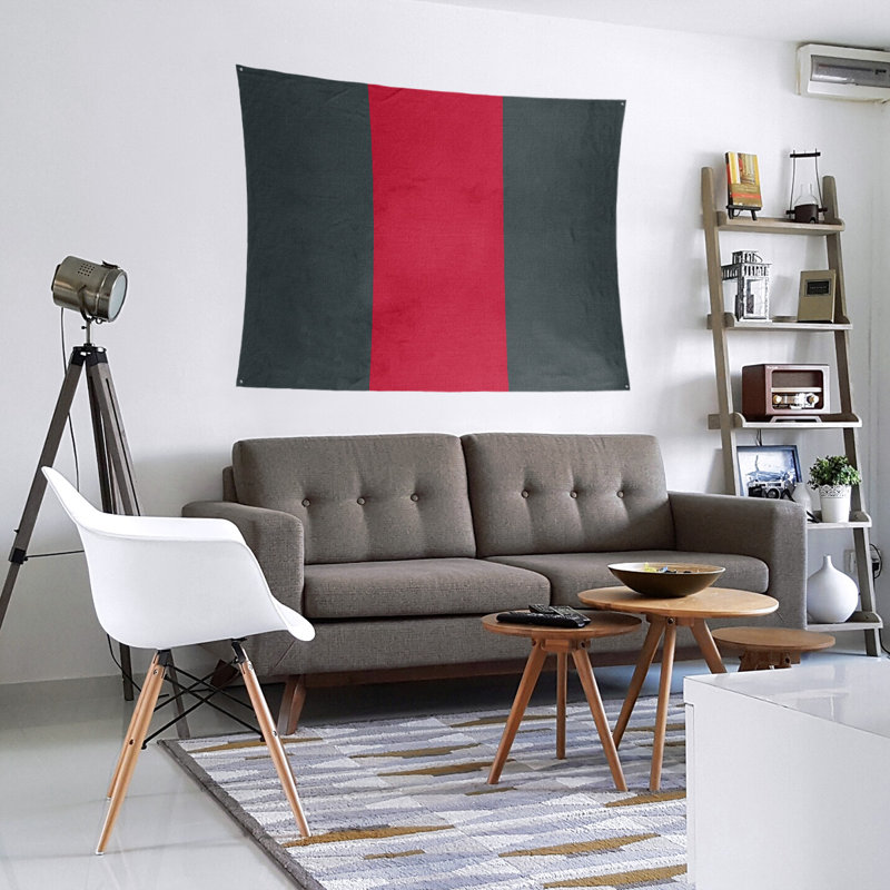 Tapisserie de polyester Las Vegas, Gris acier / rouge / gris acier, H 68 po x l 80 po