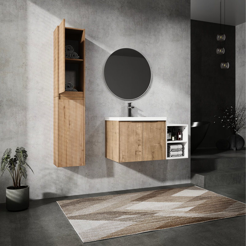 Meuble-lavabo de salle de bain avec lavabo en résine et armoire d'appoint - matériaux de construction de 36 po, 36"