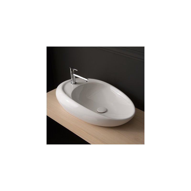 Scarabeo By Nameeks Moai 18.1'' Glossy White Vitreous China Oval Bathroom Sink
