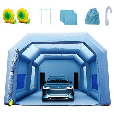 33x20x13ft Inflatable Spray Booth, High Filter Efficiency, Suitable For Outdoor Camping Paint Booth With 950w+1100w Blowers, & Construction, Clean Workspace Car Painting
