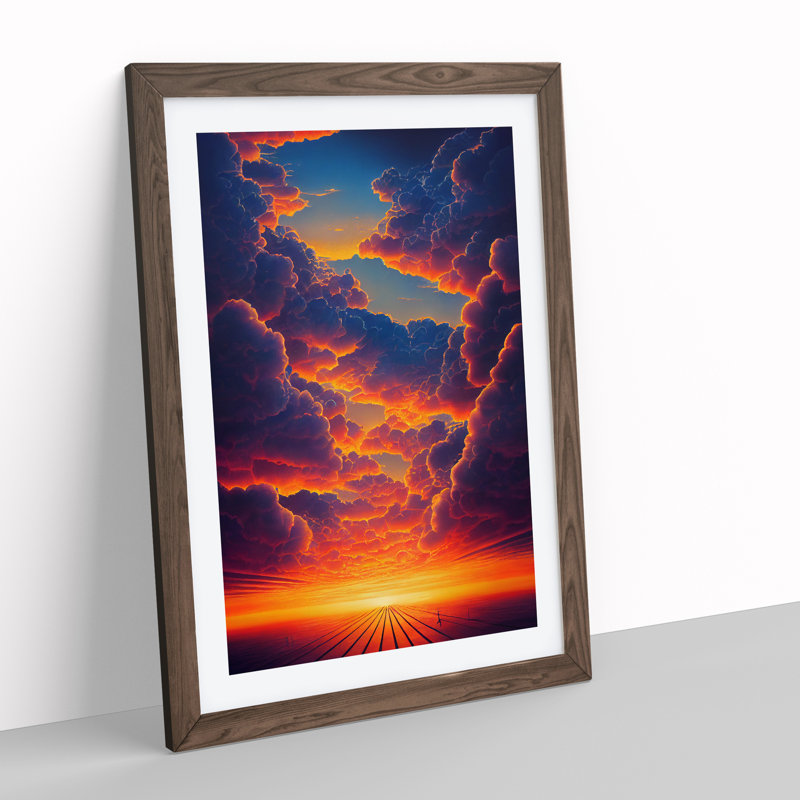 Compelling Sunset - Framed Print, 64cm H x 46cm W x 2cm D, Walnut