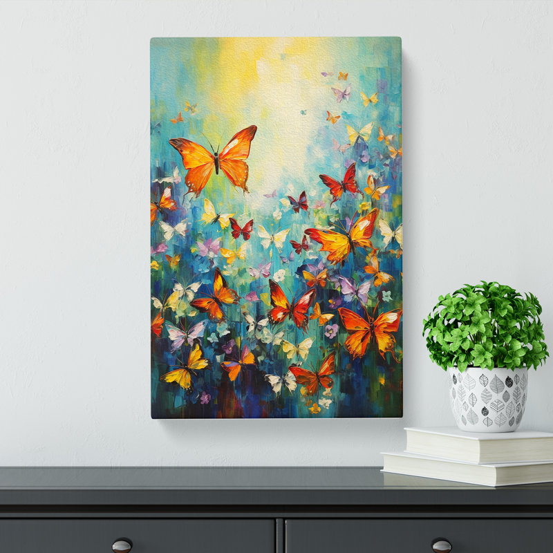 Butterfly Impressionism - Wrapped Canvas, 60cm H x 40cm W x 3cm D