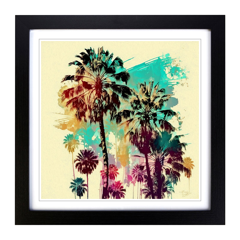 Palm Tree Boho - Framed Print, Black