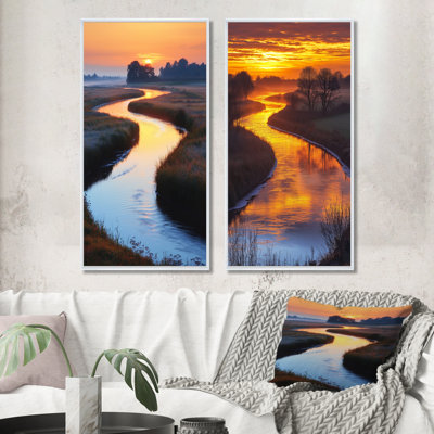River Bend At Sunrise I - Collection d'art sur toile 2 panneaux