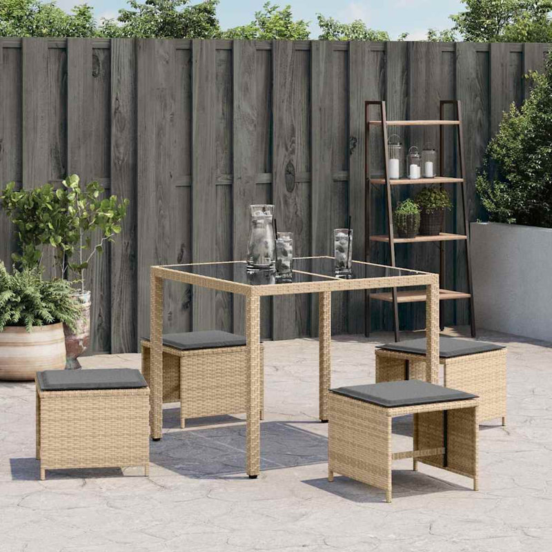 Outdoor Ottoman, Light Grey, Mix Beige