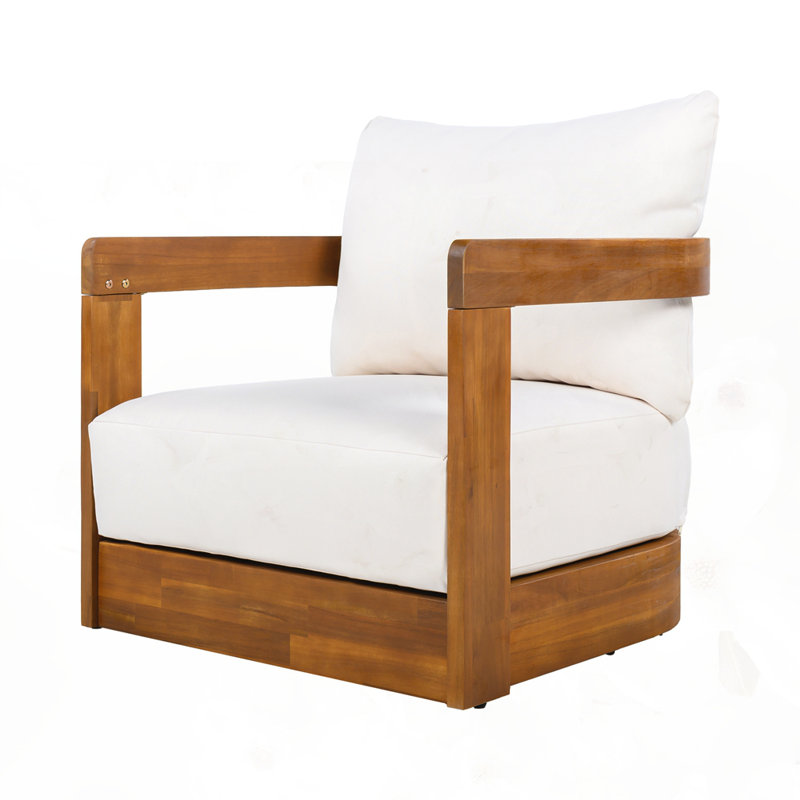 [Ensemble de 2] Fauteuil club d'extérieur en bois d'acacia