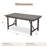 Outdoor Dining Table with Umbrella Hole, HDPE Rectangular Patio Table, Weather Resistant & Easy to Clean, Gray Finish with Trestle Legs for Patio Garden Backyard