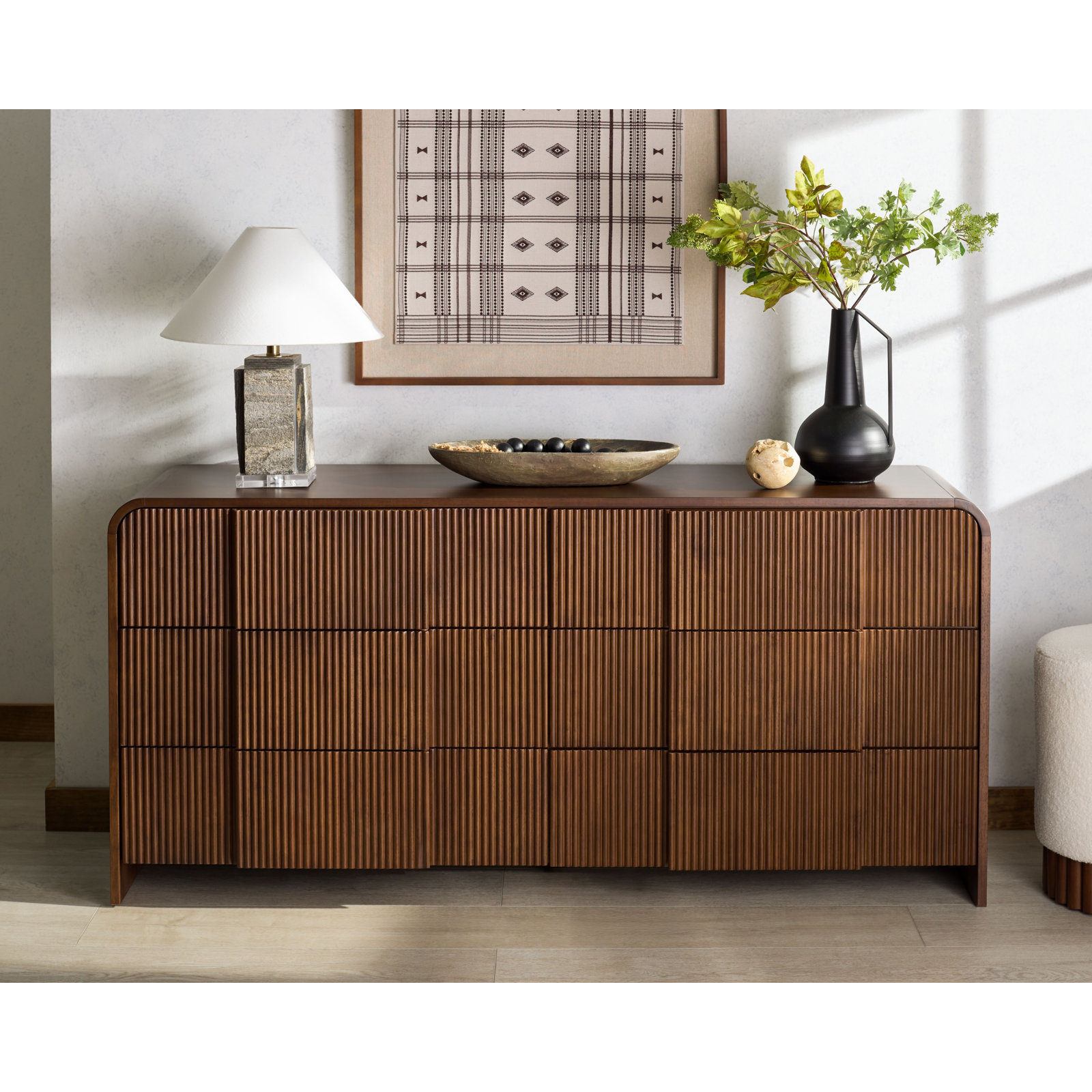 Vitale Reeded Wood Dresser, Walnut