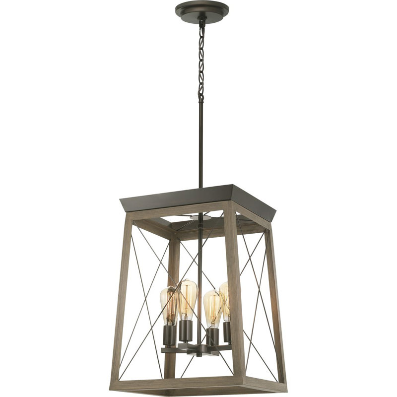 Lustre rectangulaire à 4 lumières Jamii-Leigh, Bronze Antique