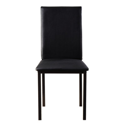 4 chaises de salle à manger, revêtement en similicuir noir, métal, hauteur 36 po, mobilier de salle