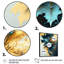 Abstrait bleu et feuilles d'or II - feuilles, art mural-271797167-271797166