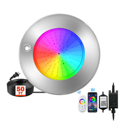  Lumières de piscine pour piscine creusée, lumière DEL de piscine de 6 pouces 30W 12V à changement de couleur 50FT avec télécommande, équivalent 300W, grand luminaire de piscine sous-marine humide