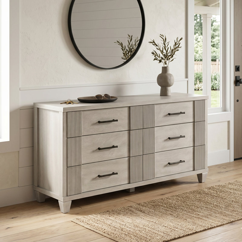 Commode à 6 tiroirs Shalyce, Blanc antique