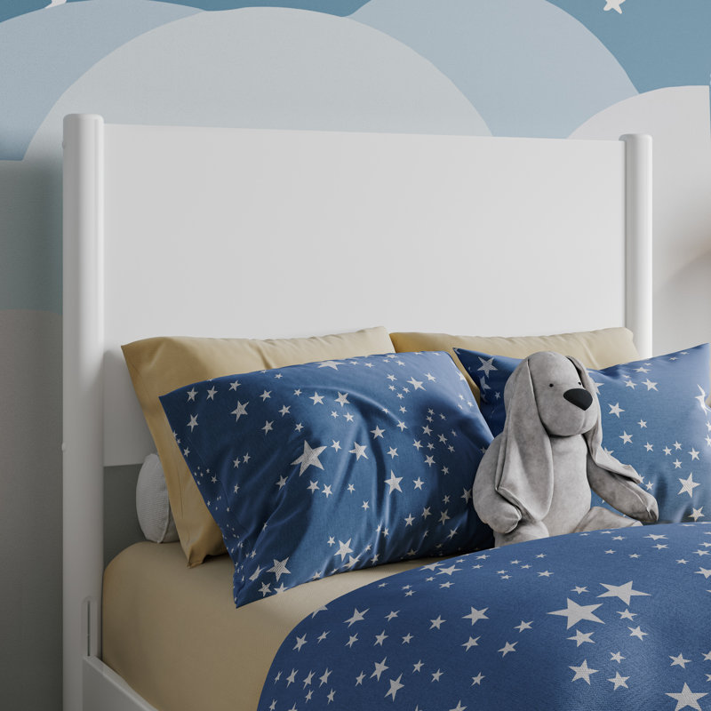 Pasadena Twin Mid Century Modern Wood Panel Headboard, White, Twin, White