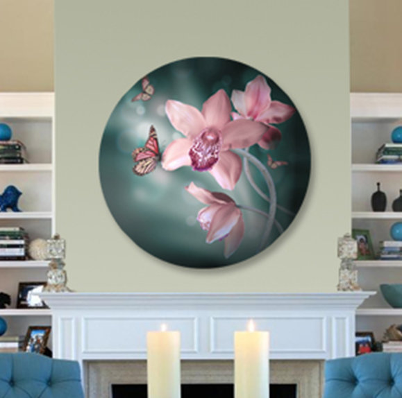 Orchids And Butterflies Print, 24" H x 24" W x 2.5" D