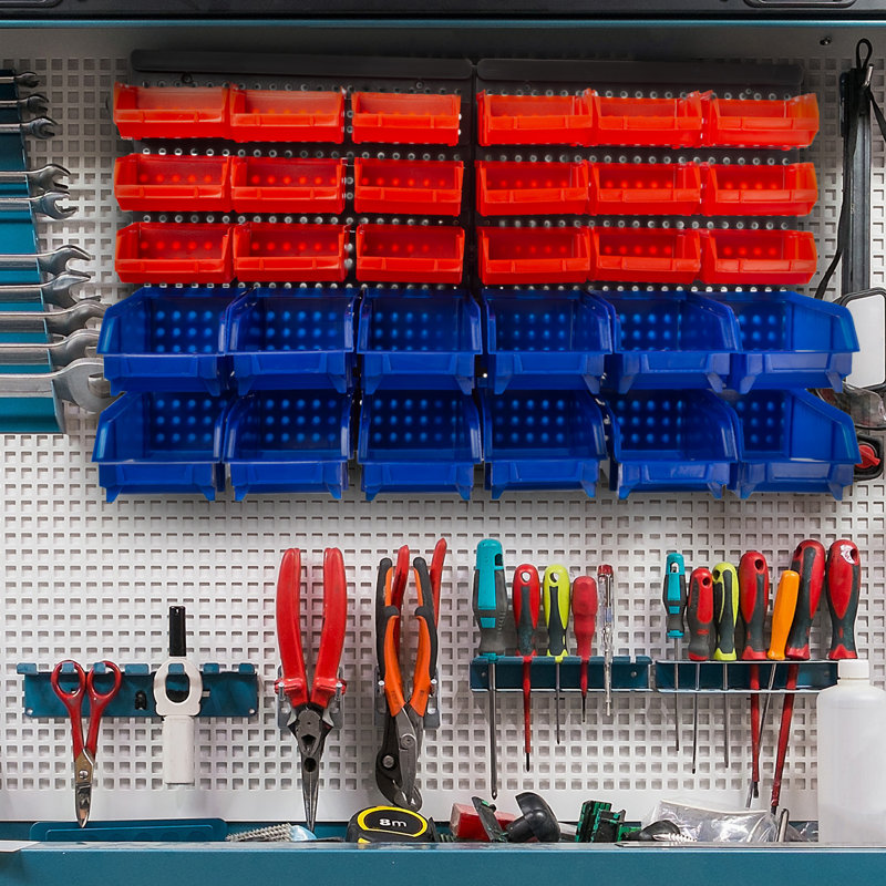 Black Wall-Mounted 30-Compartment Plastic Storage Bin Organizer