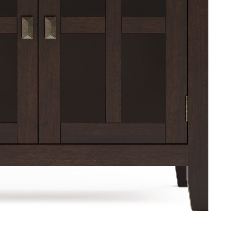 Artisan Dark Chestnut Brown Solid Wood 60" 4-Door Sideboard Buffet