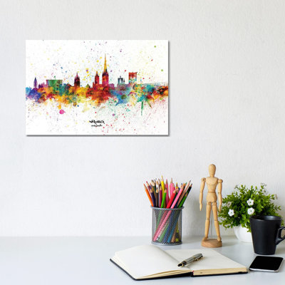 Norwich England Skyline Splash by Michael Tompsett - Wrapped Canvas Gallery-Wrapped Canvas Giclée