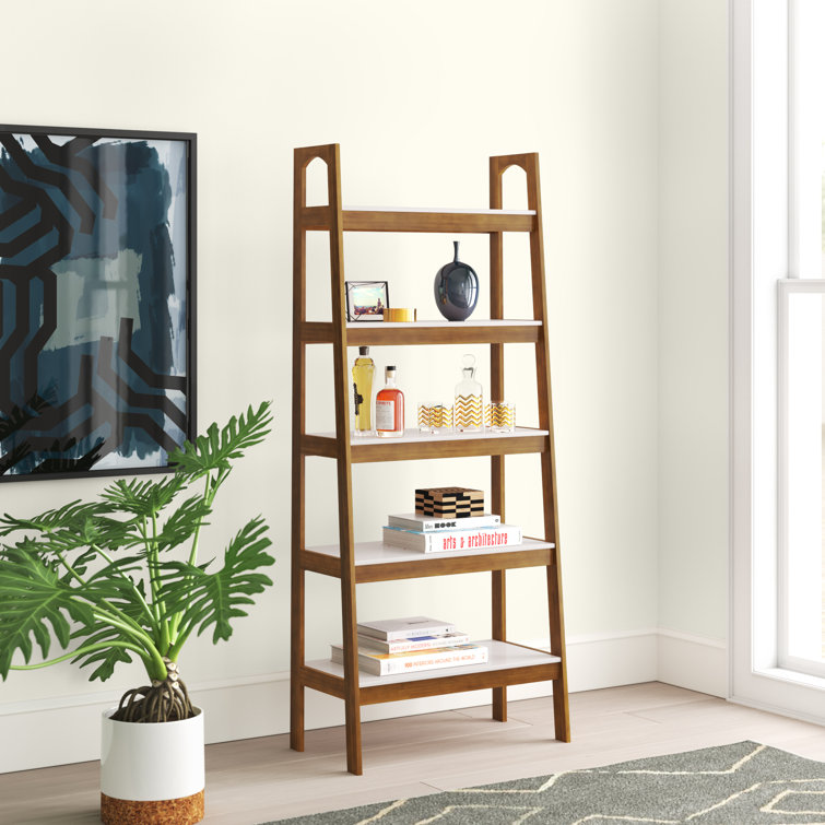 A-Frame Bookshelf, 4-Tier Open Shelf Ladder Bookshelf Storage Rack - Brown