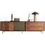 Meuble télé de rangement rétro luxueux en parquet brun et brun foncé, 78,74 pouces.-1223014176
