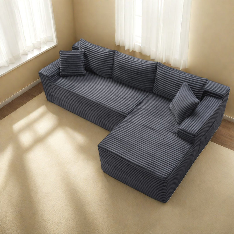 Compression Cloud Sectionals, Corduroy L Shape Modern Home Seating
