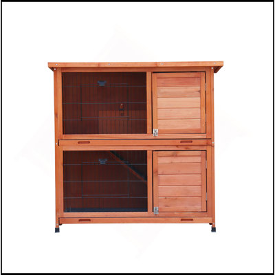 Cage à lapin pour l'extérieur, cage pour lapin à 2 étages à l'intérieur avec couloir, cage à lapin avec 2 plateaux anti-fuites amovibles, cages pour animaux de compagnie avec rampe antidérapante, toit imperméable, clôture, pour petits animaux