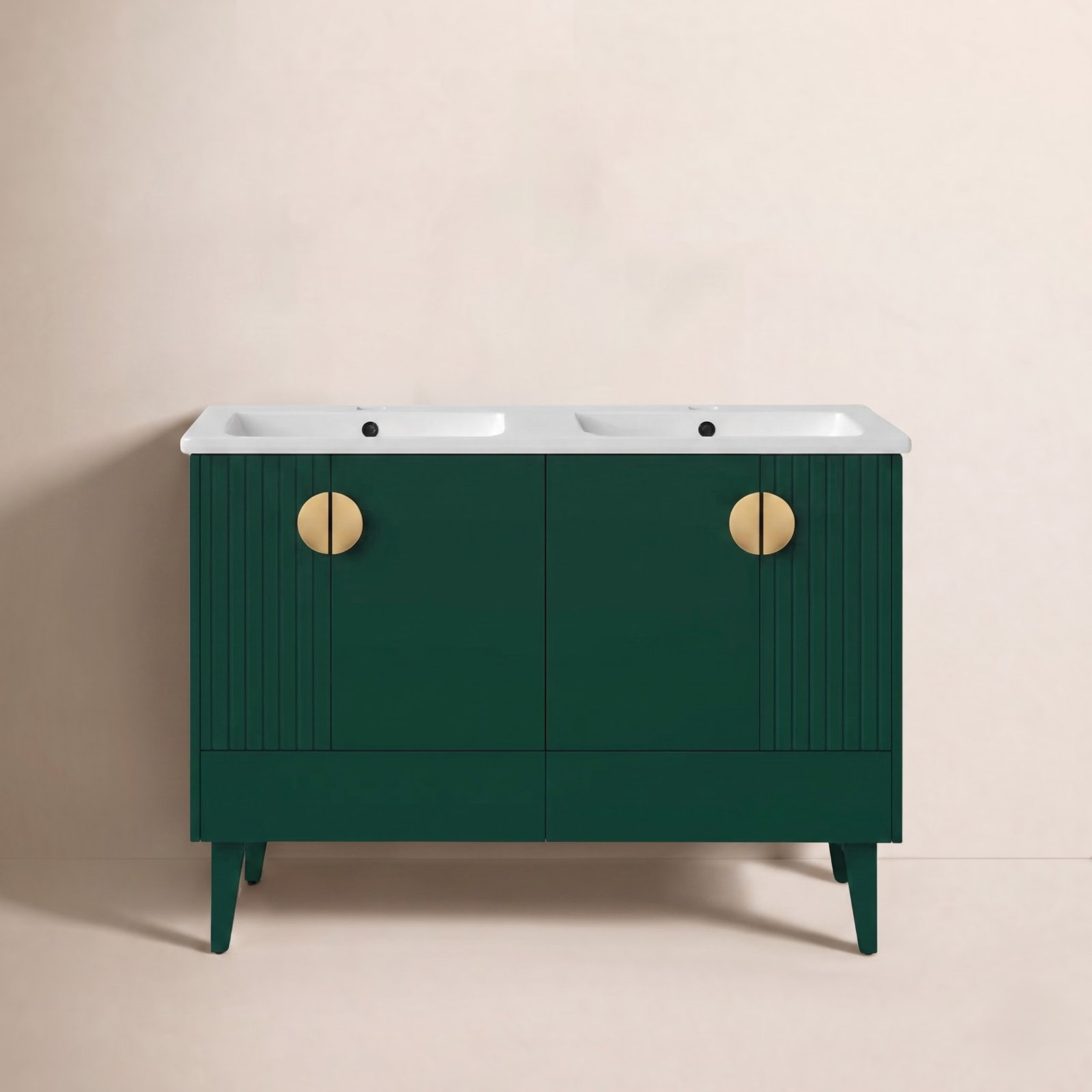 Saimah 47.25'' Double Bathroom Vanity, Green, Satin Brass