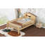 Lit plateforme simple en bois avec tête de lit en forme de maison enchanteresse, éclairage à DEL intégré et rangement pratique intégré pour une chambre à coucher de rêve.-445677981
