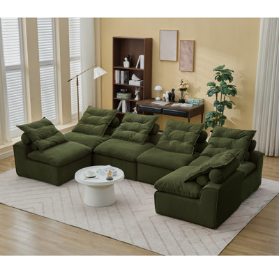 Canapé modulaire moderne, sans accoudoirs, bricolage à souhait, velours côtelé, canapé-lit à dossier nu, coin lecture ou appartement, coussin lombaire, 6 sièges, rembourré,