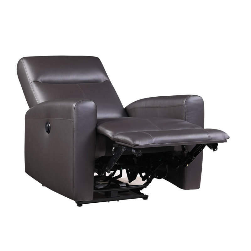 Fauteuil inclinable électrique brun en cuir fleur