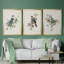 «Spring Song Blue Bird», ensemble de 3 peintures sur toile encadrées-1845700943-1845700940