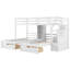 Triple lit superposé simple avec tiroirs, rangement pour escalier, tablettes intégrées, blanc compact