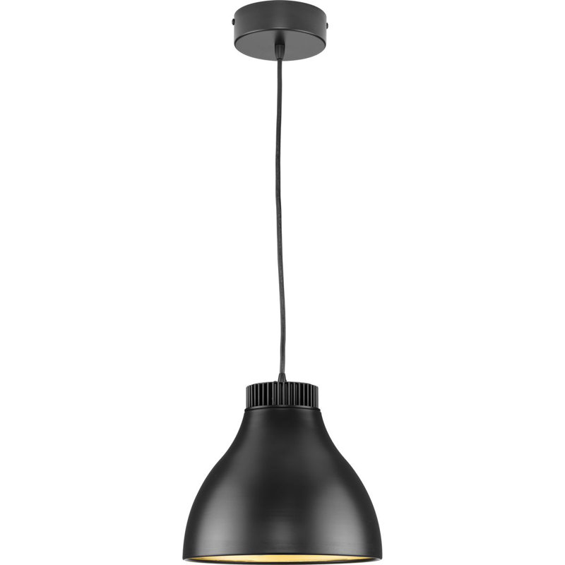 Luminaire suspendu DEL en métal moderne, H 10 po x l 10,60 po x P 10,60 po, Noir mat