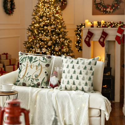 4-Piece Christmas Tree And Snowflake Pillowcase Set, 18.2 X 18.2 Inches. Winter Holiday Theme With Christmas Balls. Suitable For Sofas. Full Of Christmas Spirit!