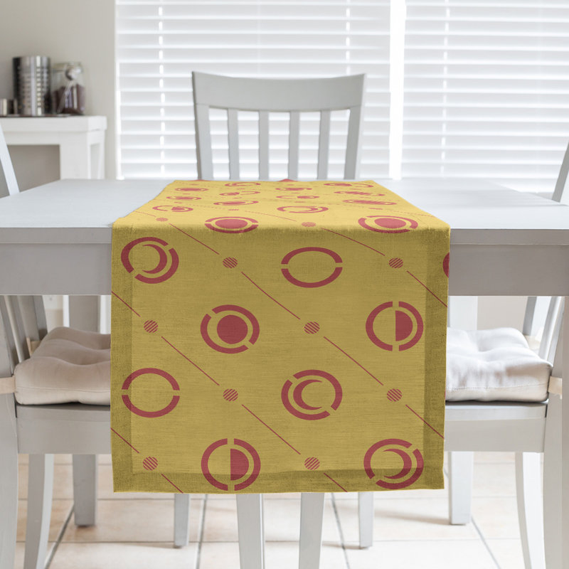 Classic Moon Phases Table Runner, 16" x 72", Gold/Red