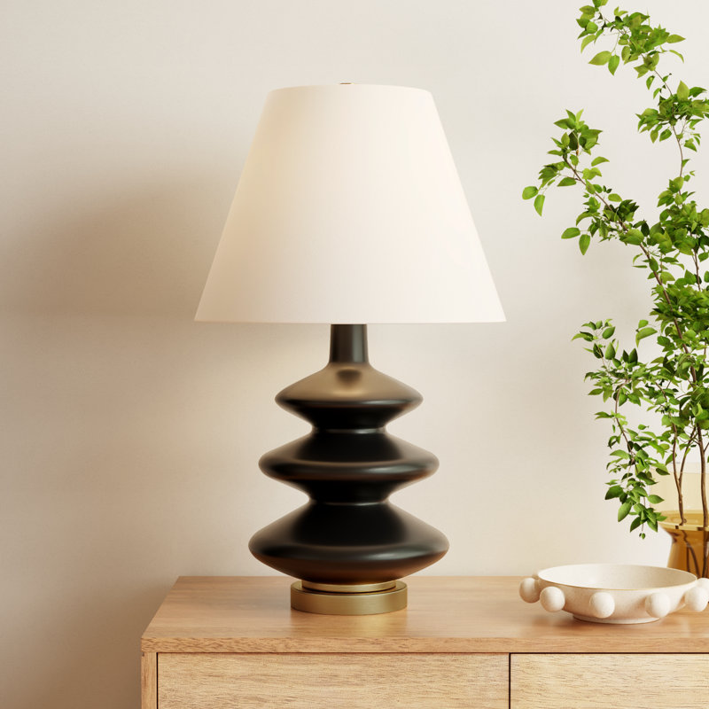 Danelea Glass Table Lamp, Black