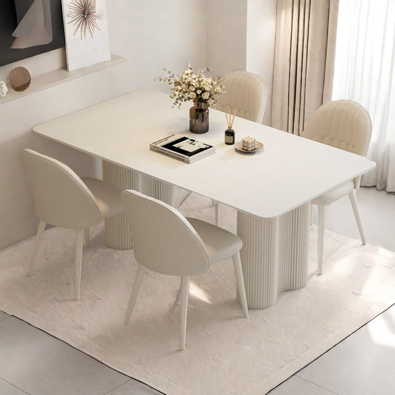 Ensemble de table de salle à manger rectangulaire en pierre frittée simple, H 29,5 po x L 55,1 po x l 31,5 po