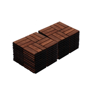 20 tuiles carrées en bois d'acacia imbriquées carrées de 12 po x 12 po, plancher de bois franc durable pour patio, balcon et bord de piscine