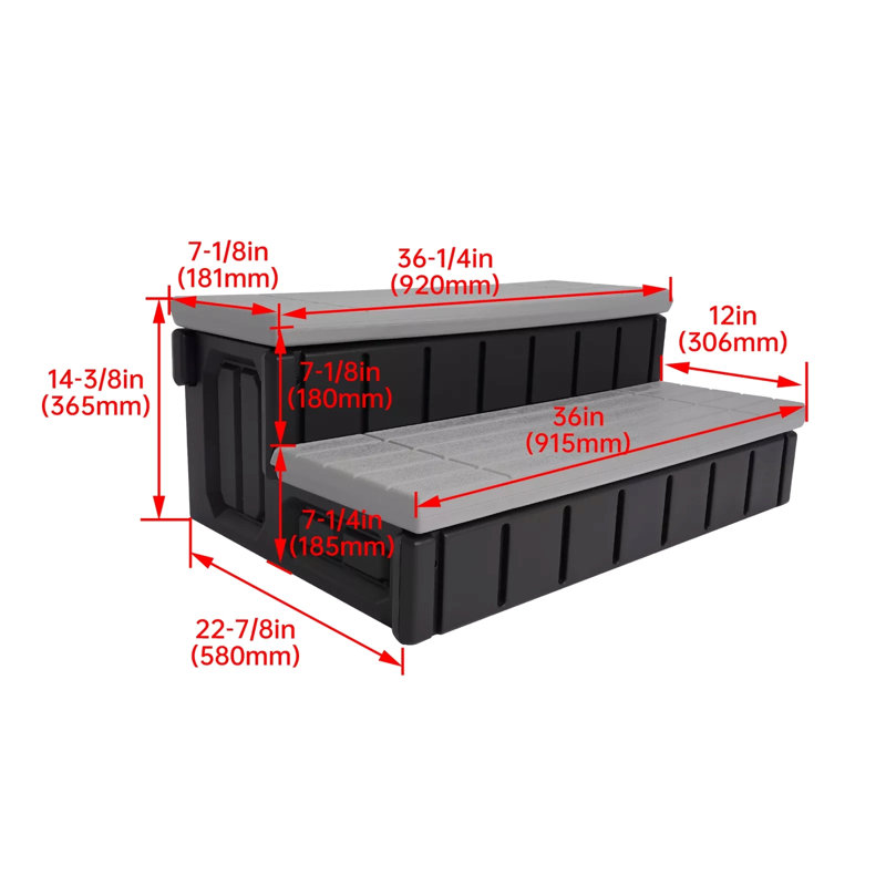 Marche pour spa avec compartiment de rangement et tapis antidérapants XtremepowerUS, Gris