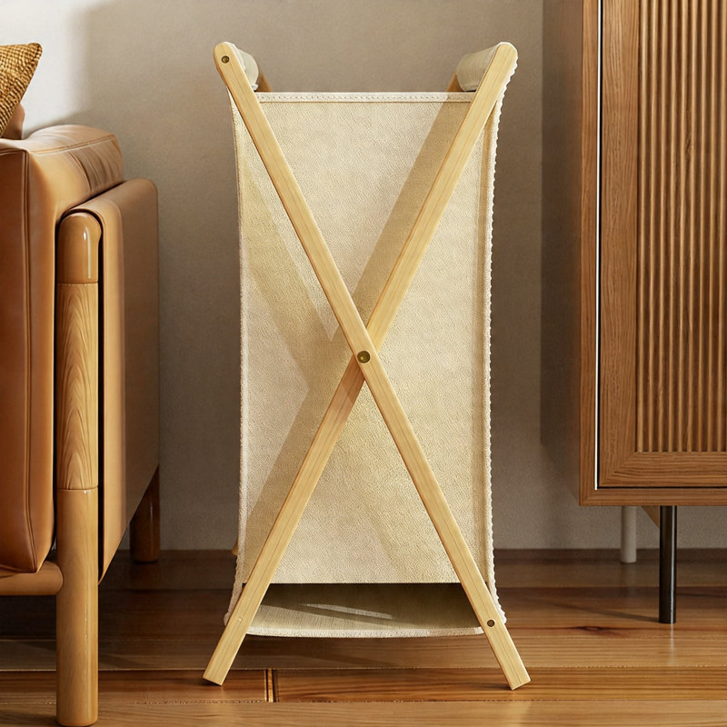 Foldable X-Frame Laundry Hamper, Multi-Size for Dorm, Bedroom, RV, (Beige)