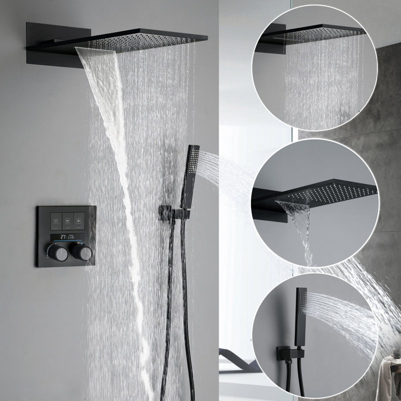 Three-Function Double Handle Thermostatic Shower Adjustable Flow