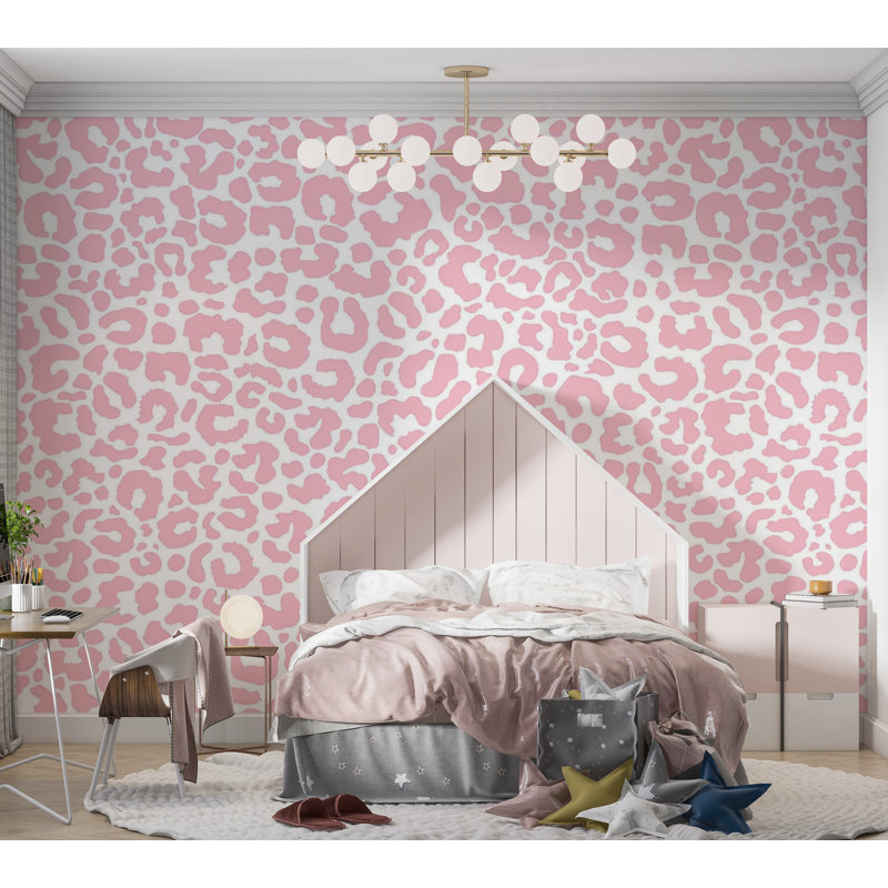 Murale pelez et collez de qualité supérieure - imprimé léopard rose, L 60 po x L 40 po