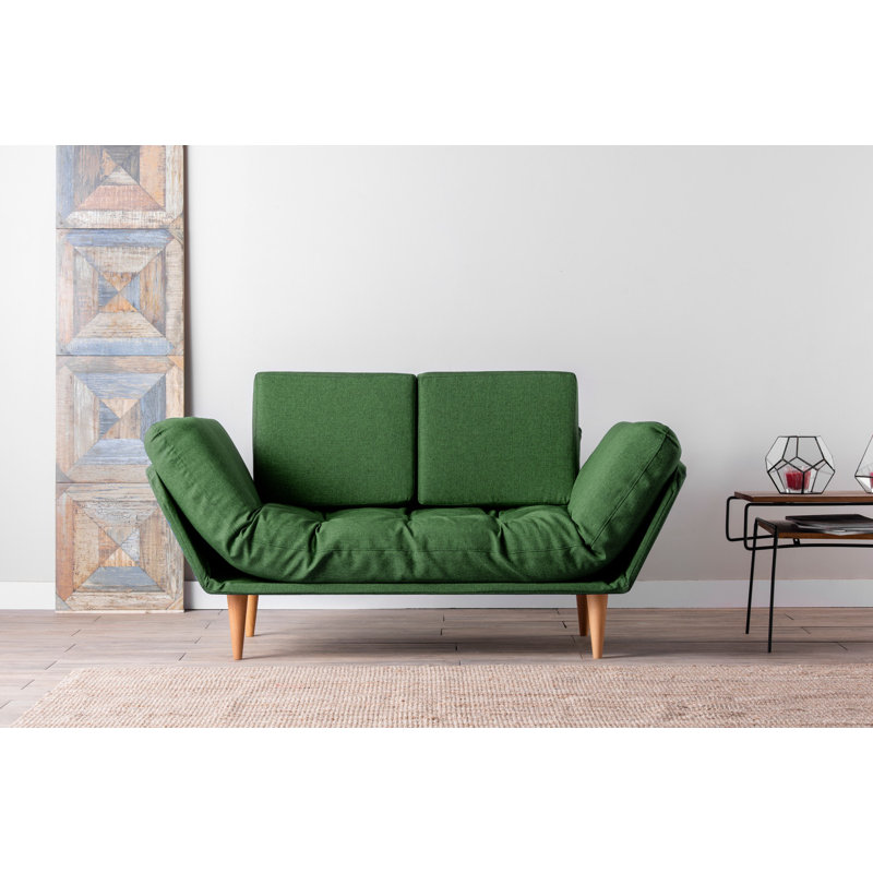 Halcombe 78.74" Linen Flared Arm Sleeper, Green