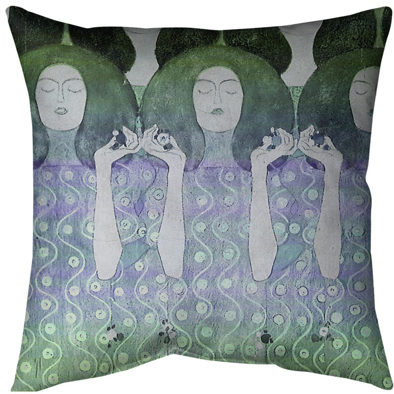 Housse de coussin Angel Brides, 16 po x 16 po, Vert / bleu, Faux lin