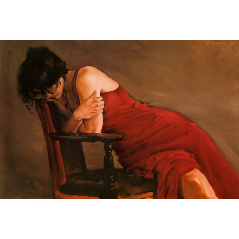 Robe rouge, H 16 po x l 24 po