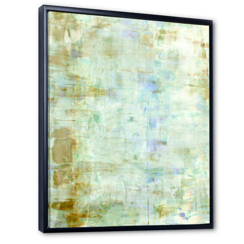 Art abstrait bleu et beige - Art moderne et contemporain sur toile, H 12 po x l 8 po x P 1 po, Cadre flottant noir
