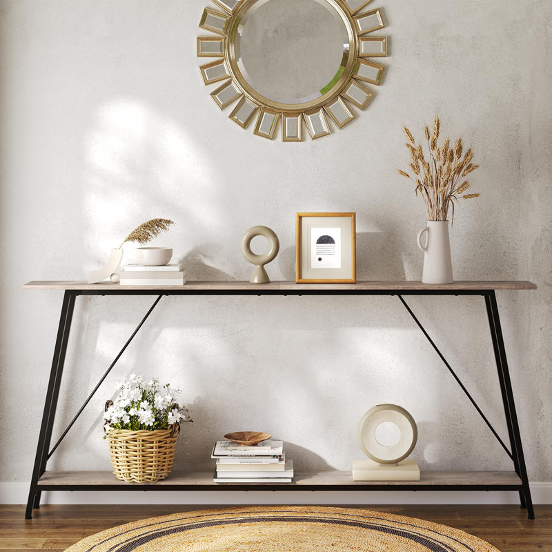 Gullion 63'' Console Table, 32" H x 71" W x 7" D, Greige