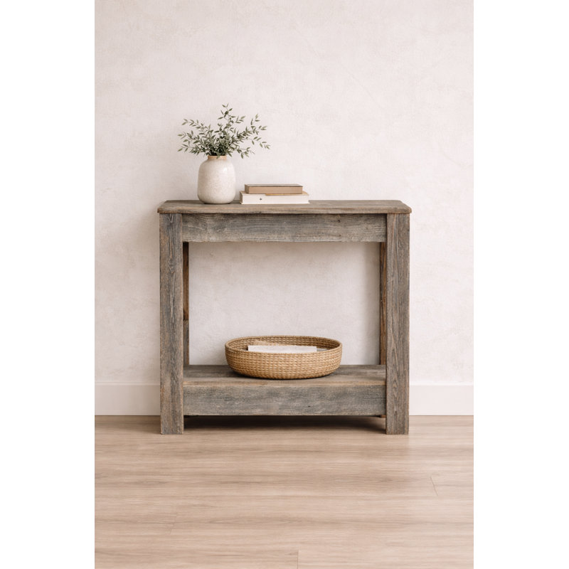 Reclaimed Wood Narrow Console Table Natural Handmade Rustic Entryway Table 30" W x 10" D x 30" H, Natural